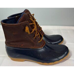 Sperry Womens Saltwater Duck Boot Size 11 Leather Waterproof Enchanced Traction